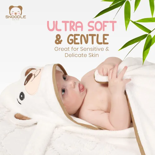Vista 4 de Toalla de bebé con capucha de bambú de rayón manos libres, extra grande para niños y niñas, rayón orgánico de bambú, toalla suave para bebé, regalo