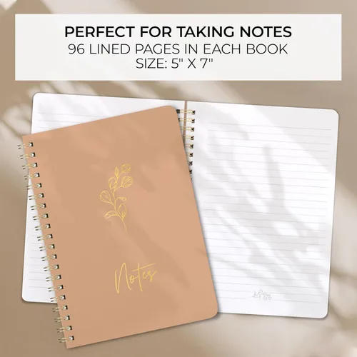 Vista 5 de ZICOTO Set de 3 Cuadernos de Espiral Estéticos para Mujeres - Lindo Diario/Cuaderno de 7x5 con Páginas Rayadas de Regla Universitaria - Suministros