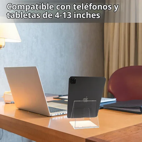 Vista 3 de Kamehame Soporte acrílico para tableta de escritorio, soporte transparente para iPad y Galaxy Tab (4-13 pulgadas)
