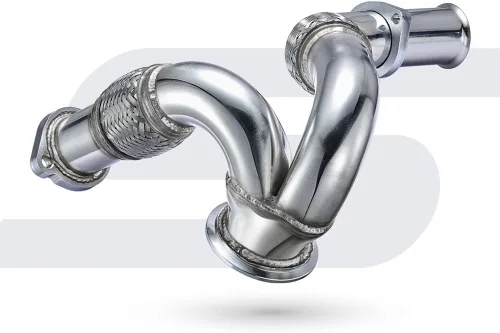 Vista 7 de SPELAB Tubo de Escape Up-Pipe Y-Pipe Adecuado Compatible con Ford 2003-2007 6.0L Powerstroke Diesel F250 F350 F450 Heavy Duty Pulido