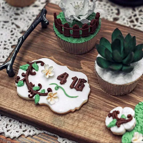 Vista 6 de Juego de 2 moldes de silicona para fondant de hierba verde y jardín, molde de pasta de goma de chocolate, herramienta de decoración de bordes