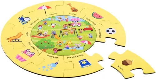 Vista 4 de MOLLYBEE KIDS Parque de rompecabezas de actividades Seek-and Find, 2 años, primer rompecabezas, 11 piezas, doble cara