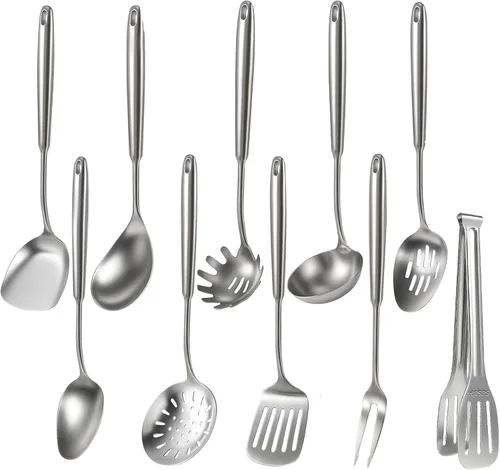 Vista 13 de Newness Cucharón de sopa, [Resistente al óxido, Resistente al calor, Formación integral] Cucharón de sopa duradero de acero inoxidable 304 con mango