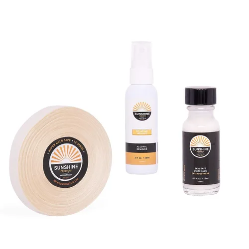 Vista 5 de Kit de reemplazo de cabello - Cinta 1522 rollo de 1/2 pulgada x 12 yardas, pegamento blanco para peluca de pegamento extendido, removedor