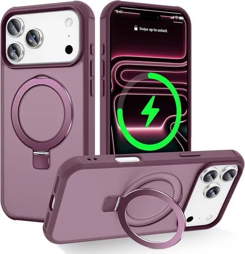 Vista 140 de CHAOFEnG Funda magnética compatible con iPhone 11 con soporte, prueba de caídas de grado militar, compatible con imán, anillo translúcido, parte