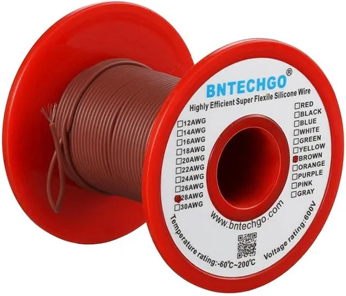 Vista 17 de BNTECHGO Carrete de alambre de silicona de calibre 28 rojo 250 pies Flexible 28 AWG alambre de cobre estañado trenzado