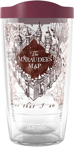 Vista 18 de Vaso térmico Tervis. Vaso de «El Mapa del Merodeador» de Harry Potter, vaso térmico con tapa marrón, 16 onza, Transparente