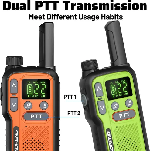 Vista 5 de Walkie Talkies de largo alcance para adultos, paquete de 6 Walkie Talkies FRS recargables, radio bidireccional de emergencia portátil manos libres