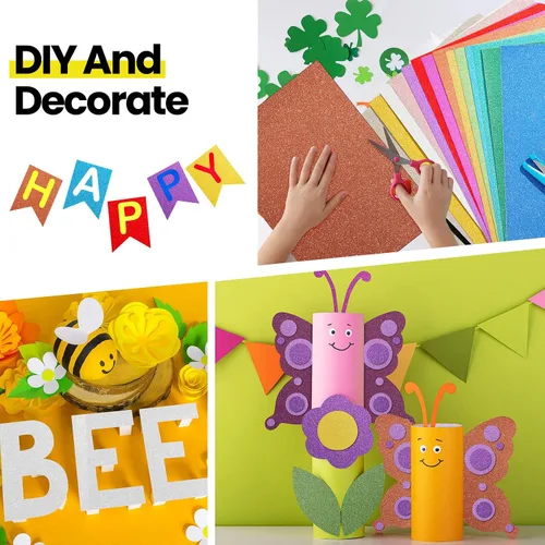 Vista 4 de Zhanmai 160 hojas de cartulina con purpurina, 20 colores, papel grueso con purpurina para el regreso a la escuela, suministros para manualidades