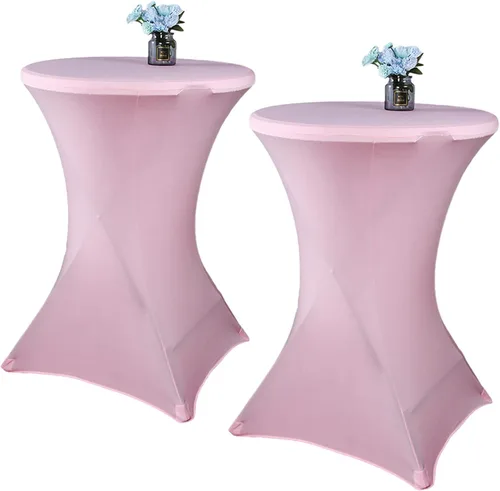 Vista 10 de Paquete de 2 manteles de cóctel de elastano de 24 x 43 pulgadas, redondos, ajustables, para bodas, banquetes, eventos, fiestas