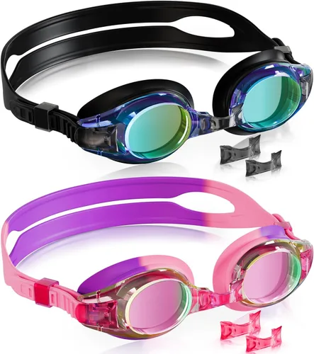 Vista 34 de Aegend - Paquete de 2 gafas para niños, gafas de natación para niños de 4 a 16 años, niños y niñas jóvenes, gafas de piscina antivaho, impermeables