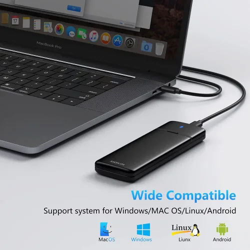Vista 4 de MOKiN - Lector de carcasa SSD SATA M.2 NVMe de 10 Gbps, funda sin herramientas Lector adaptador NVMe PCIe SSD a USB C con carcasa de aluminio