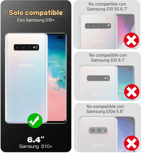 Vista 2 de Dexnor Funda para Samsung Galaxy S10+ Plus, [protector de pantalla y soporte integrados] Protección de grado militar resistente a prueba de golpes