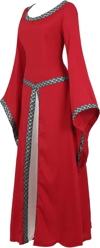 Vista 2 de Lehauya Disfraz renacentista para mujer, vestido irlandés medieval, vestido retro victoriano, vestido largo para cosplay