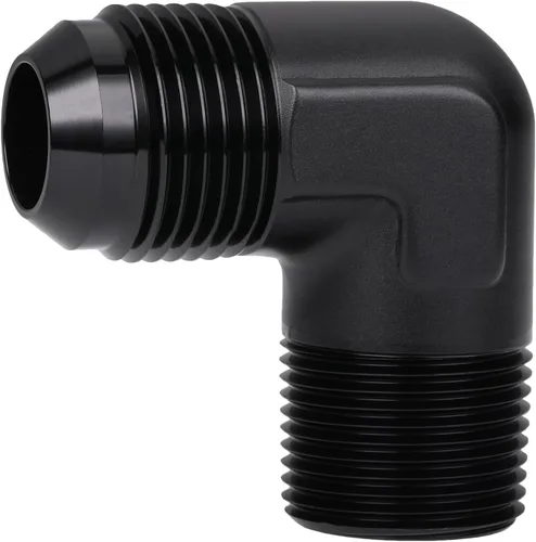 Vista 23 de 3AN macho Flare a 1/4 NPT tubo macho 90 grados codo adaptador unión aluminio negro