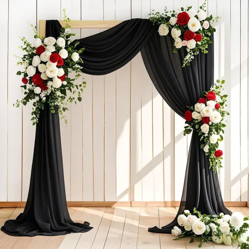 Vista 8 de LINXTAR 1 panel de tela para arco de boda, 1 panel de 30 x 18 pies, cortina de arco de gasa transparente azul bebé para cabina de fotos, despedida