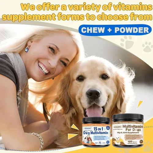 Vista 13 de Multivitamínico para perros con minerales para la salud general, vitaminas y suplementos para perros con glucosamina, probióticos para cachorros