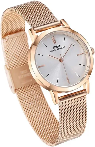 Vista 3 de Reloj de pulsera de malla de acero inoxidable para mujer, reloj de pulsera de cuarzo para mujer, impermeable, diseño único, Relogio Feminino
