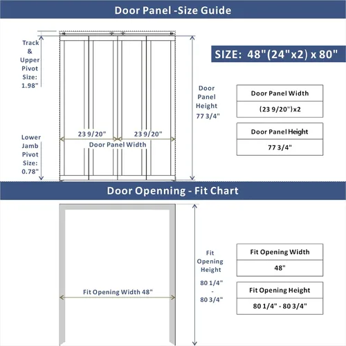 Vista 3 de BARNER HOME Puerta plegable, puerta de armario de cristal transparente de 3 lites, para apertura de 48 x 80 pulgadas, puertas plegables con kits