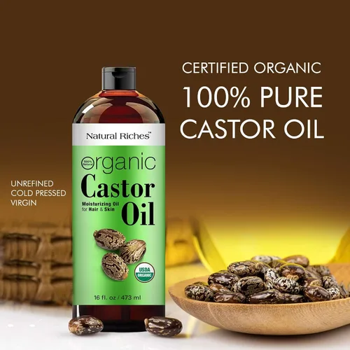 Vista 8 de Natural Riches Aceite de ricino orgánico, prensado en frío, certificado USDA para el crecimiento del cabello, pestañas más gruesas, cejas, hidrata