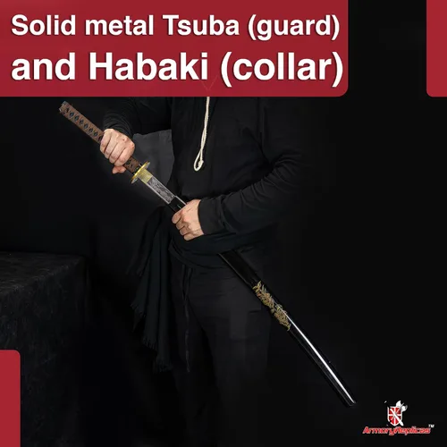 Vista 5 de Armory Replicas™ - Colección Katana Samurai Forjada a Mano Premium - Cuchillas de acero de alto carbono 1045 - Diseño de espiga completa