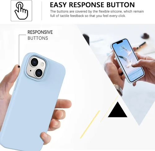 Vista 5 de GUAGUA Funda para iPhone 13 Mini, iPhone 13 Mini, funda de silicona de gel suave, delgada, ligera, forro de microfibra, textura de cojín a prueba