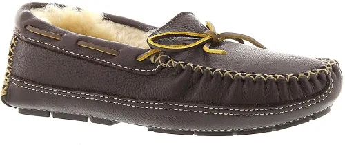 Vista 4 de Minnetonka Pantuflas de alce de oveja para hombre, Marrón