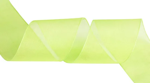 Vista 3 de Cinta de organza transparente de 1-1/2 pulgadas, cinta de gasa verde manzana brillante para manualidades, decoración de fiesta de boda, envoltura