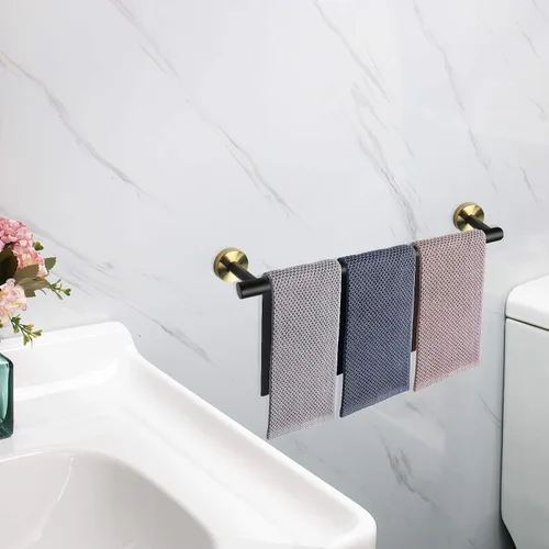 Vista 9 de NearMoon - Barra para toallas de baño, accesorios de baño de acero inoxidable, para toalla de ducha para baño, soporte de toalla montado en la pared