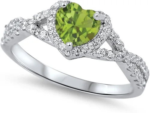 Vista 43 de Elige tu color. Anillo de compromiso de plata fina con diseño de corazón y halo Claro