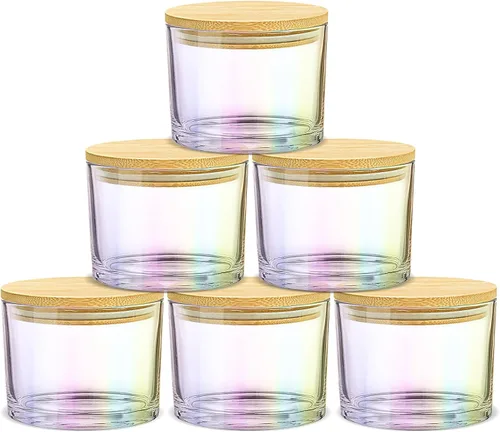 Vista 8 de SUPMIND Tarros de vela de 12 onzas para hacer velas, paquete de 8 tarros vacíos grandes de vidrio transparente con tapas de bambú, recipiente