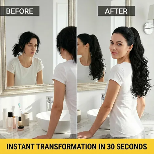 Vista 6 de Colas de caballo con clip para mujer, extensión de cola de caballo rizada de 18 pulgadas, 20 pulgadas, extensiones de cabello ondulado, color rubio