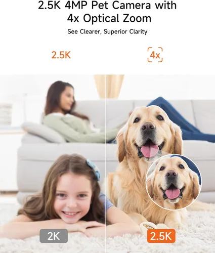 Vista 5 de Paquete de 2 cámaras de 2.5K para seguridad en el hogar, detección de humanos AI/mascotas/llanto, cámara de 4MP para perro/gato/mascota
