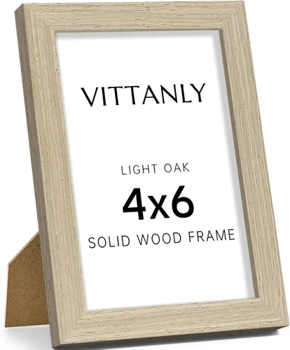 Vista 219 de Vittanly - Marco de fotos de 4 x 6 pulgadas de madera maciza con plexiglás, incluye paspartú de 3,5 x 5, para colgar en la pared o poner sobre una