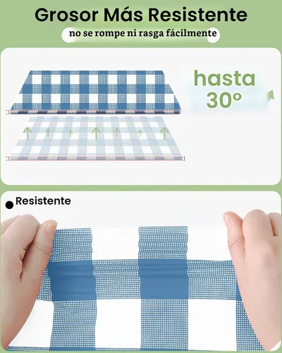 Vista 3 de Smiry 8 paquetes de manteles desechables Gingham, 54 x 108 pulgadas, manteles de plástico impermeables rectangulares en diseño a cuadros