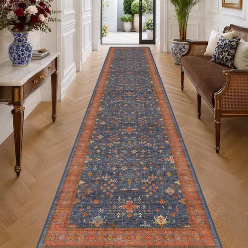 Vista 247 de Hazo Haus – Alfombra pequeña para entrada, cocina o baño, antideslizante con base de goma, resistente a las manchas y a la decoloración, diseño