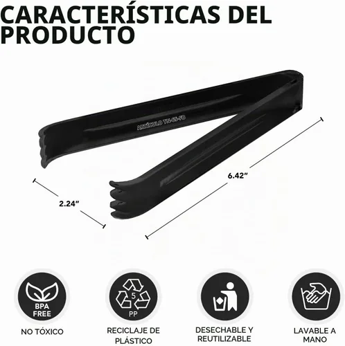 Vista 2 de Party Essentials Pinzas para servir de plástico duro de 6-1/2", color negro, 4