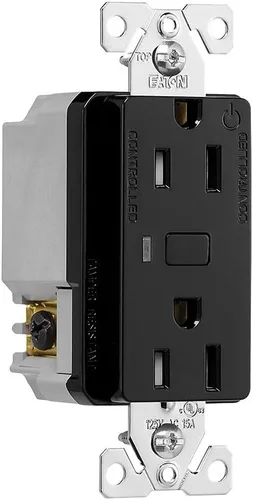 Vista 3 de Eaton WFTRCR15-BK-SP-L Wi-Fi Smart El receptáculo inteligente funciona con Alexa, negro: un dispositivo certificado para humanos