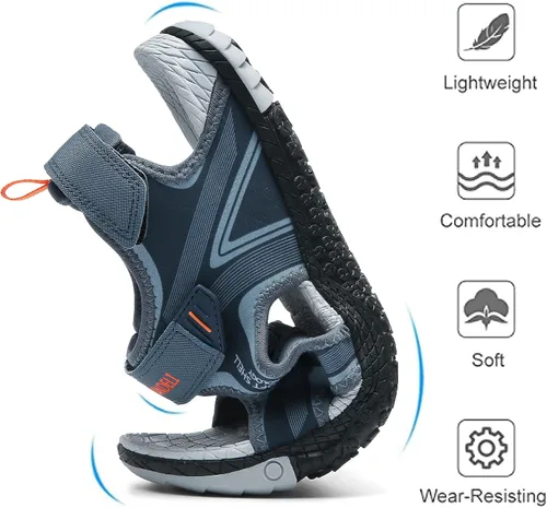 Vista 4 de QUANDELI Sandalias deportivas para hombre, sandalias de agua con punta abierta con soporte de arco, impermeables, ligeras, informales, atléticas