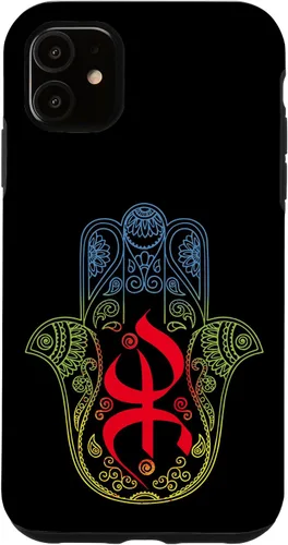 Vista 8 de Funda para iPhone 13 Pro Max Khamsa Amazigh Berber con símbolo de Yaz con colores vibrantes de la bandera