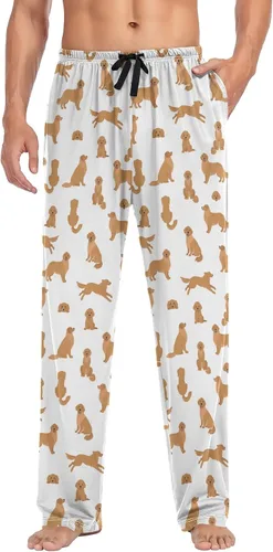 Vista 3 de Ollabaky Pantalones de pijama para hombre, pantalones de pijama con bolsillos