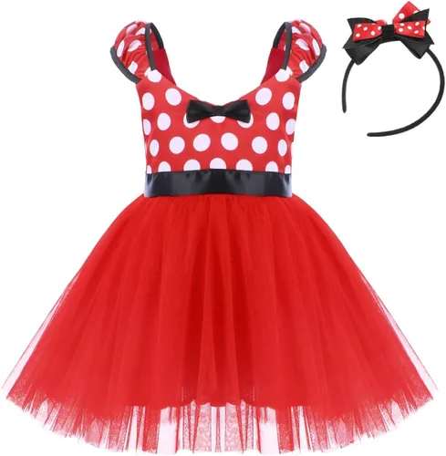 Vista 43 de IWEMEK - Maillot de ballet con diadema para niña con lunares, disfraz con diadema, leotardo