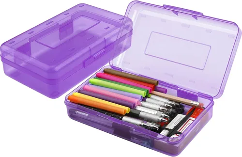 Vista 19 de Estuche para lápices, caja para lápices, estuche transparente para lápices, paquete de 3 estuches de plástico para lápices, estuche para lápices
