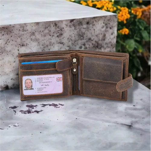Vista 5 de StarHIDE - Cartera de piel con bloqueo RFID para hombre, con ventana de identificación y monedero, color marrón