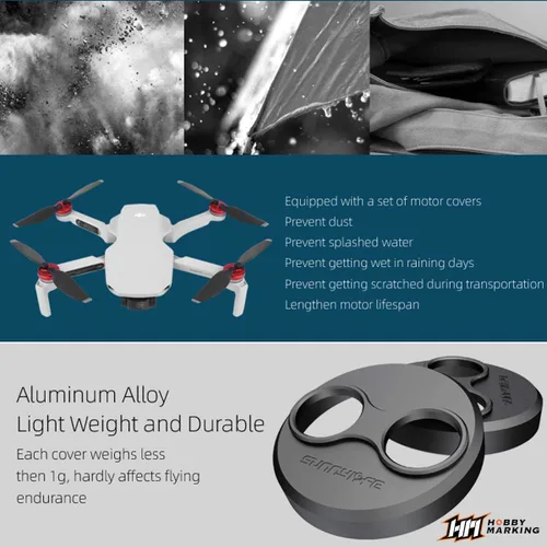 Vista 3 de Cubierta protectora de polvo de aluminio para DJI Mavic Mini Drone Accesorio a prueba de polvo y arañazos Accesorios de protección (negro)