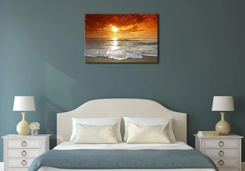 Vista 5 de Wieco Art - Paisaje moderno marino, arte expandido, impresiones marinas con marco, fotos del mar, pinturas sobre tela, arte para pared, para la sala