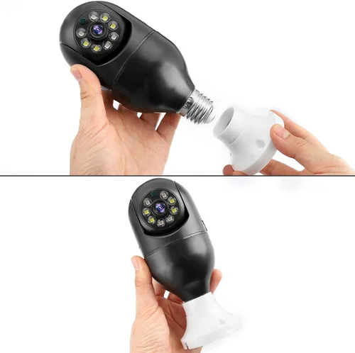 Vista 2 de EVERSECU Tuya Cámara de seguridad inteligente con conector E26/E27 1080P WiFi inalámbrico CCTV PTZ Cámara de audio bidireccional/detección