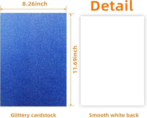 Vista 2 de Papel de cartulina con purpurina, 30 hojas de papel con purpurina de 8.82 oz/m², papel de manualidades brillante A4 de primera calidad, cartulina