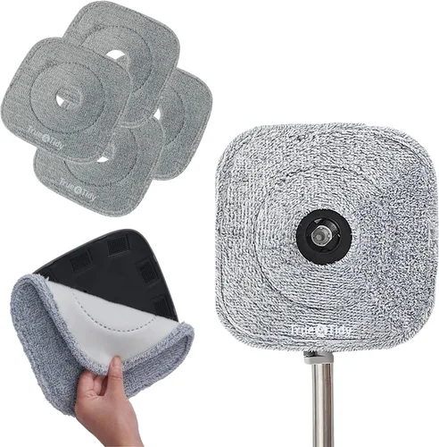 Vista 10 de True & Tidy Paquete de 2 almohadillas de microfibra extra gruesas de 9 pulgadas para mopa SPIN-800 TrueClean y cubo cuadrado, compatible con M16
