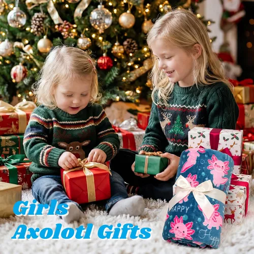 Vista 3 de ORDM Axolotl - Manta de regalo para niñas, manta que brilla en la oscuridad, juguete de ajolote, regalos de cumpleaños para niñas adolescentes